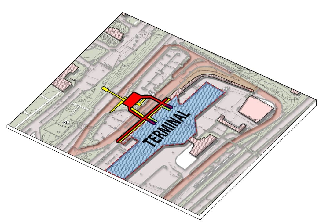 Esquema del conjunto de la terminal y su entorno